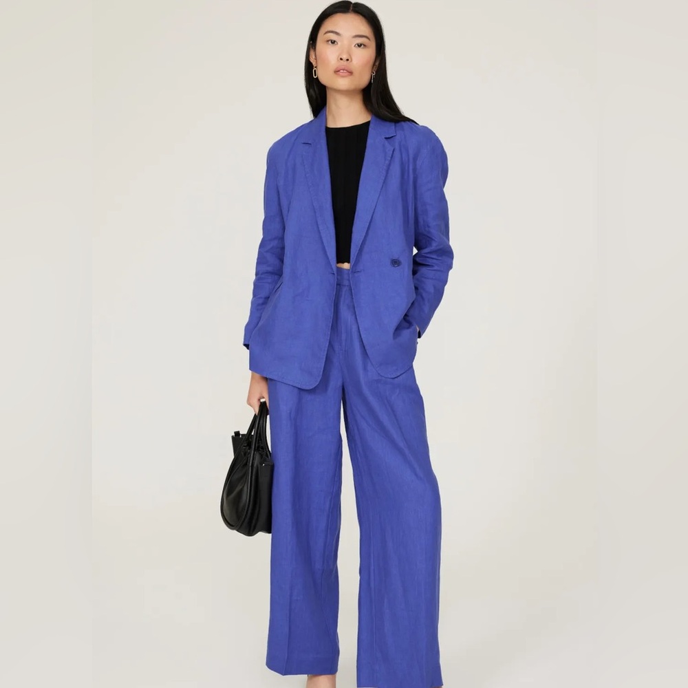 2 pc set Madewell Sz M medium 10 Blue Double-Breasted Crossover Oversize Blazer